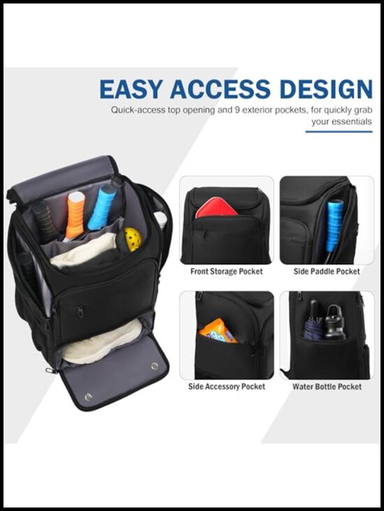 Large Pickleball Backpack Fits 5+ Paddles with Shoe Pocket main image 4